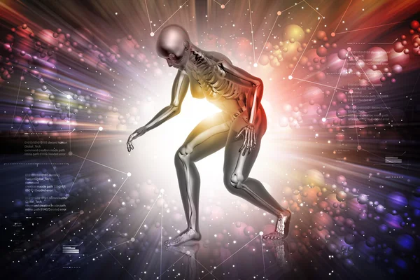 Human body on futuristic background — Stock Photo, Image