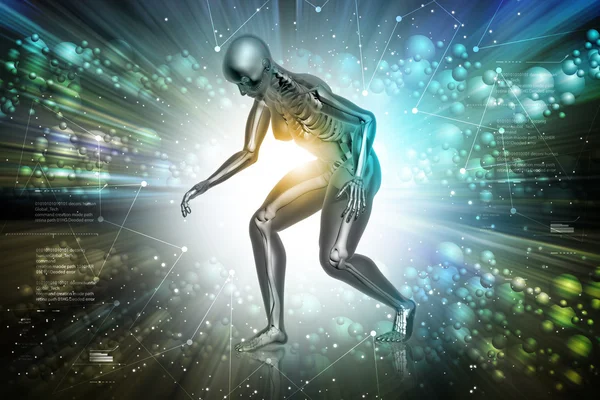 Human body on futuristic background — Stock Photo, Image