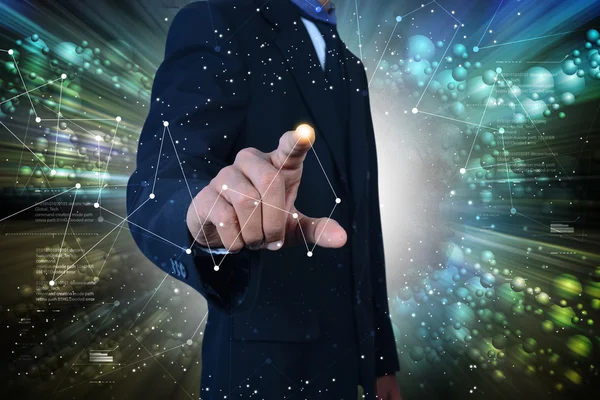 Businessman using futuristic interface — Stock Photo, Image