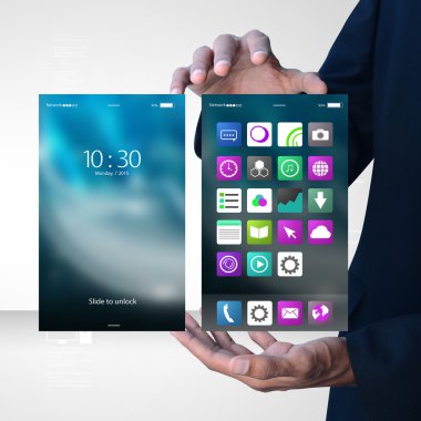 fütüristik arabirimini kullanarak iş adamı