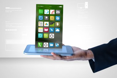 Tablet pc kullanan işadamı