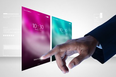 fütüristik arabirimini kullanarak iş adamı