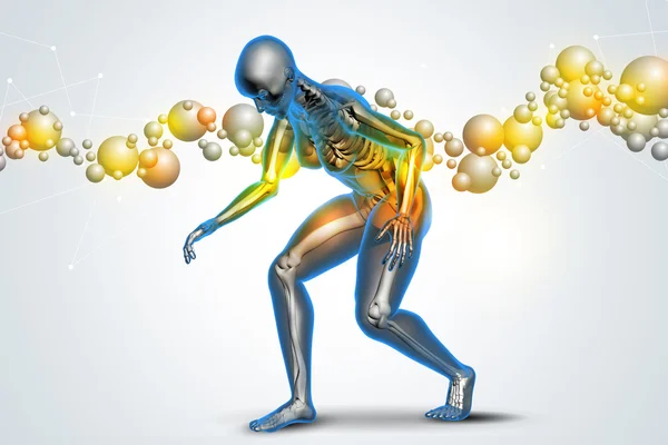 Human body on bubles background — Stock Photo, Image
