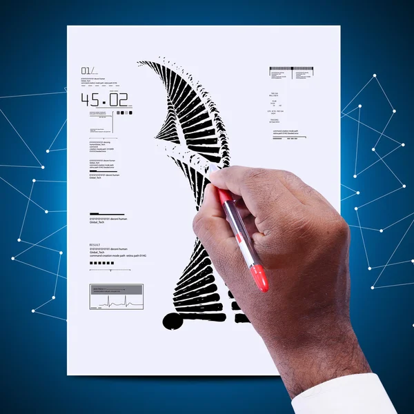 Lekarz z diagramu helisy dna — Zdjęcie stockowe