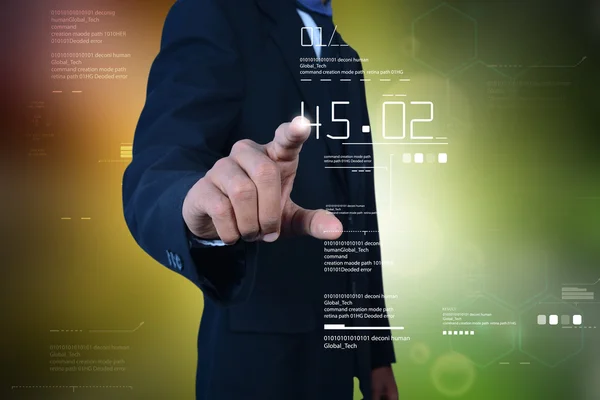Business man touching hologram — Stock Photo, Image