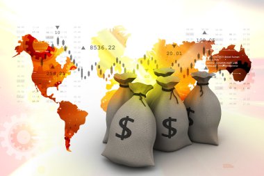 Para çantaları ve harita