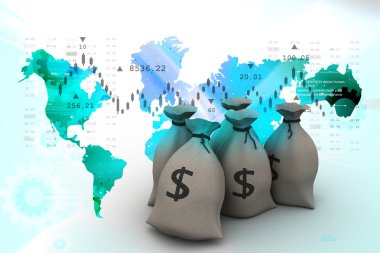 Para çantaları ve harita