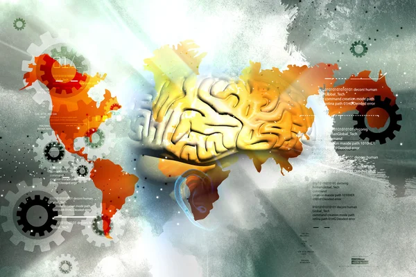 Εγκέφαλο στο ανθρώπινο κεφάλι — Φωτογραφία Αρχείου