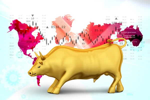 Térkép, ábra és bull — Stock Fotó