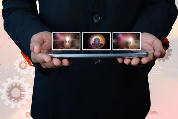 Businessman working with slides — Stock Photo, Image