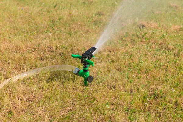 Watering dry yellow lawn