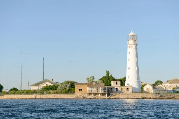 July 2021 Active Lighthouse Seashore Cape Tarkhankut Russia — Stock Photo, Image