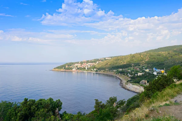 Вид Висоти Невеликого Поселення Березі Моря — стокове фото