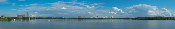 Wide Panoramic View Stroginsky Bay Moskva River Urban Cityscape Shchukino — Stock Photo, Image