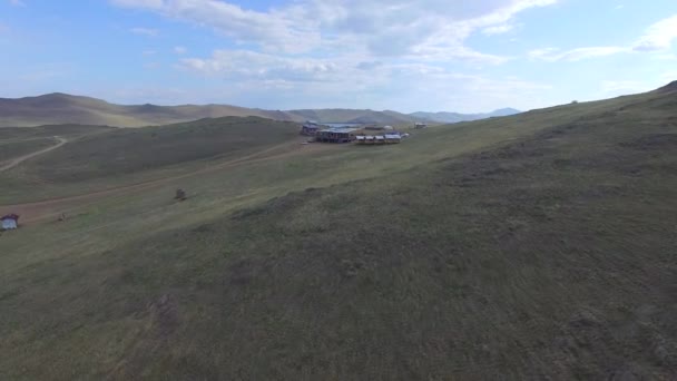 Het Baikalmeer. Olkhon island. Luchtfoto enquête — Stockvideo