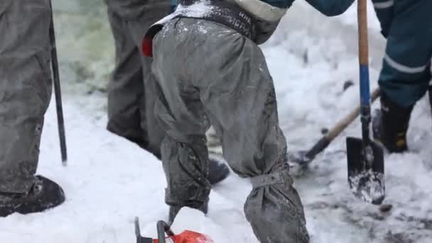 Listwjanka Dorf Gebiet Irkutsk Russland Januar 2021 Nahaufnahme Team Des — Stockvideo