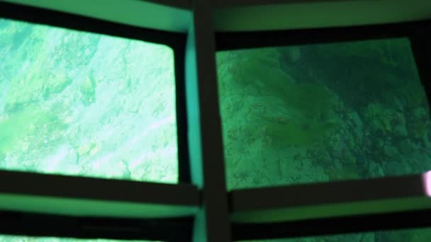 Şeffaf Tabanlı Bir Gemi Bathyscaphe Baykal Deniz Dibi — Stok video