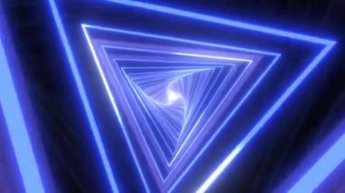 Soyut Neon Tüneli Işıltısı Işıkları VJ Bilim-Kurgu Lazer Üçgenleri Hareketi - 4K Kusursuz Döngü Döngüsü Animasyonu
