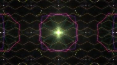 Soyut Gökkuşağı Parlayan Neon Kaleydoskop Dönen Fraktal Desen - 4K Kusursuz Döngü Döngüsü Arkaplan Animasyonu