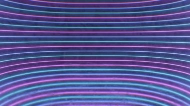 Estetik Yatay Neon Hat Işıkları Parlayan Sahne Yansıma Odası - 4K Kusursuz VJ Döngüsüz Arkaplan Animasyonu