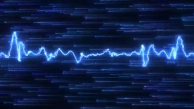 Mavi Soyut Dijital Elektrik Dalgası ve Parçacık Akımı Enerjisi - 4K Kusursuz VJ Döngüsüz Arkaplan Animasyonu