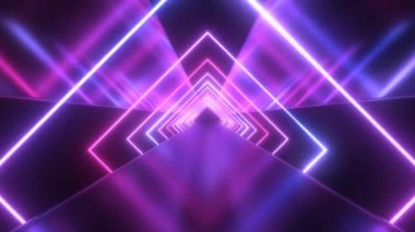 Geleceğin Neon Lazer Kareleri Ultraviyole Işık Tüneli Yansımaları - 4K Kusursuz Döngüsüz Döngü Hareketi Arkaplan Canlandırması