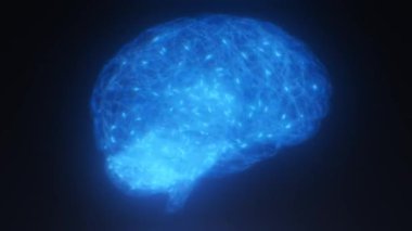 Bağlı Yapay Zeka Sinirsel Ağı 'nın gelecekteki Sibernetik Beyin Hologramı - 4K Kusursuz Döngü Hareketi Arkaplan Canlandırması