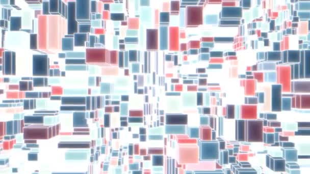 Abstract Gekleurde kubussen die op en neer bewegen met gloeiende vierkante randen - 4K naadloze lus bewegende achtergrond animatie — Stockvideo