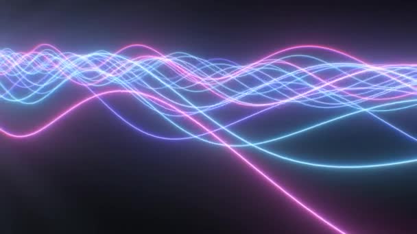 Abstract Pink Blue Retro Neon Lights Glow Wave Beam Line Wires Flow - 4K Seamless Loop Motion Background Animation — Αρχείο Βίντεο