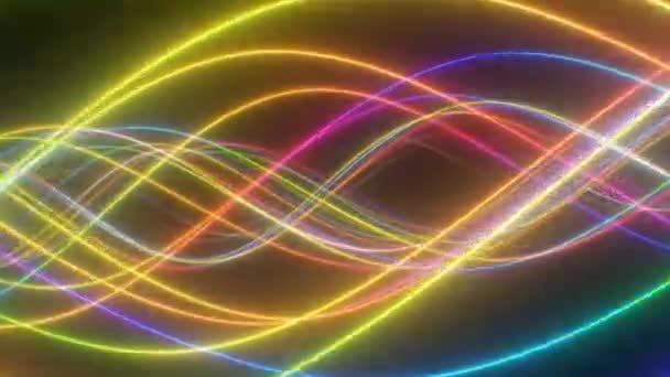 Abstract Regenboog Neon Tube Light Wave Curves Glow Bright Spectrum - 4K naadloze VJ Loop Motion Achtergrond Animatie — Stockvideo