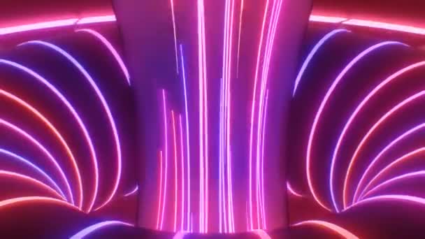 Anillos de haz láser futuristas brillantes de neón Sci-Fi abstractos Torus - Animación de fondo de movimiento de bucle VJ sin costuras 4K — Vídeos de Stock