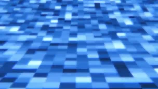 Levantamiento abstracto azul mosaico brillo rejilla cuadrada azulejos intermitente luz - 4K Seamless Loop movimiento fondo animación — Vídeos de Stock