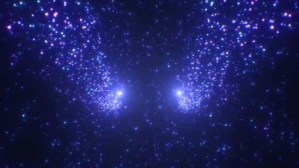 Ondes de particules brillantes d'étoile abstraites circulant dans l'univers spatial extérieur Animation de fond de boucle VJ sans couture 4K — Video