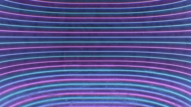 Αισθητικό Οριζόντια Neon Line Lights Λαμπερό Στάδιο Reflection Room - 4K Seamless VJ Loop Motion Background Animation — Αρχείο Βίντεο