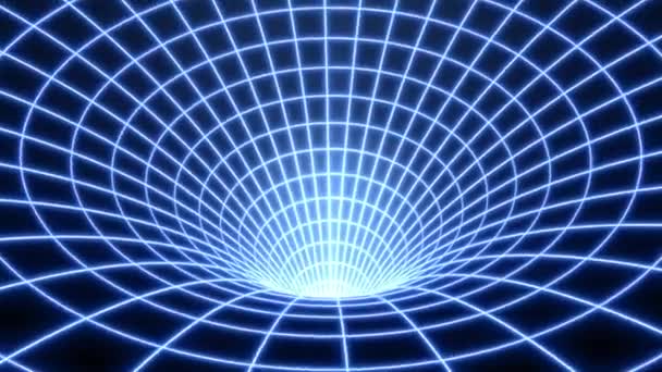 Spacetime piegato Warped Grid Wormhole Funnel Relatività dimensionale - 4K Seamless Loop Animazione di sfondo di movimento — Video Stock