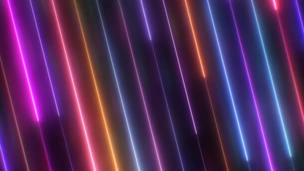 Diagonale neon lijn laserstralen van abstracte futuristische gloeistrepen - 4K naadloze lus beweging achtergrond animatie — Stockvideo