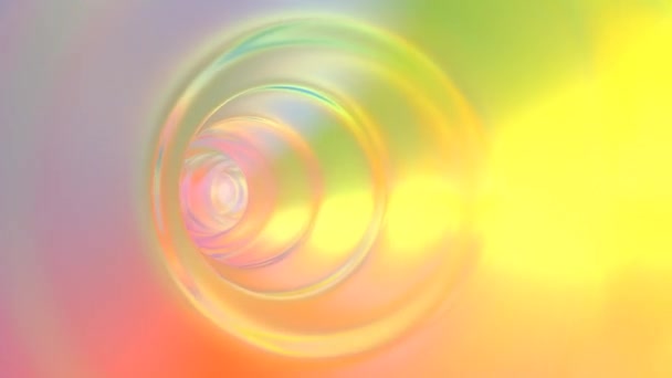 Volar en brillante arco iris reflectante túnel sin fin ondas de tubo abstracto - 4K movimiento de bucle sin costura de fondo de animación — Vídeos de Stock