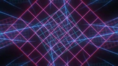 Retro Neon Şebeke 80 'lerin Sıcak Pembe Pembe Parlak Lazer Işıkları - 4K Kusursuz Döngü Döngüsü Animasyon Arkaplanı