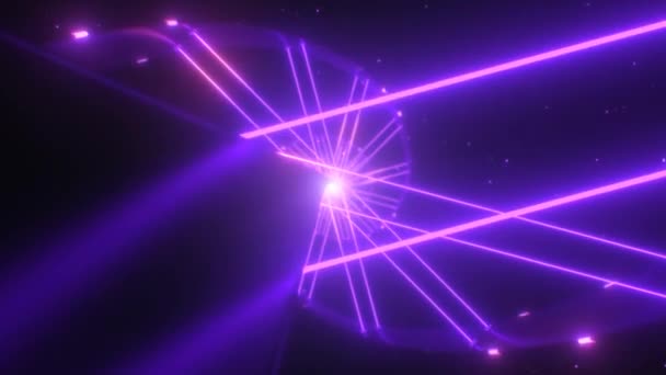 Futuristische Sci-Fi-Spirale und Neon-Laserstrahlen leuchten im Weltraum - Hintergrundanimation in 4K-Nahtlosschleife — Stockvideo
