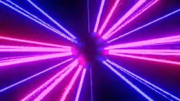 Raggi di fascio laser in movimento su futuristico Neon Glow Light Ball Flashing - 4K Seamless Loop Animazione di sfondo di movimento — Video Stock
