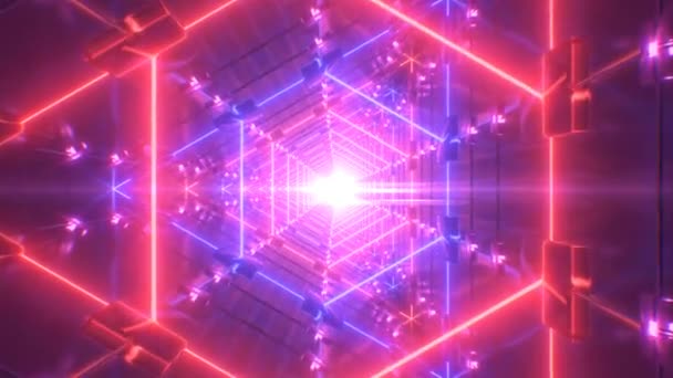 Neon Laserstrahl Sci-Fi Futuristische endlose Tunnel Metall-Reflexionen - 4K nahtlose Schleifenbewegung Hintergrundanimation — Stockvideo