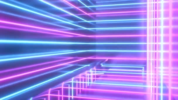 Pink Blue Vaporwave Esthetische Neon Laser Beam Futuristische Reflecties - 4K Naadloze VJ Loop Motion Achtergrond Animatie — Stockvideo