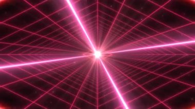 Synthwave Retro Izgara Tüneli ve Geleceğin Elmas Işıkları - 4K Kusursuz Döngü Döngüsü Animasyonu