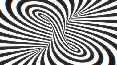 Çarpık Siyah Beyaz Hipnotik Görsel İllüzyon Psikedelik Çizgiler - 4K Kusursuz Döngüsüz Döngü Hareketi Arkaplan Canlandırması