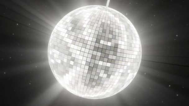 Spinning Mirror Disco Ball Sparkling Shines Beautiful Light Proys - 4K Płynny ruch pętli tła Animacja — Wideo stockowe