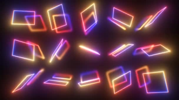 Rezumat Neon Ultraviolet pătrat contur forme Rotiți reflecții 4K fără sudură VJ buclă mișcare fundal animație — Videoclip de stoc