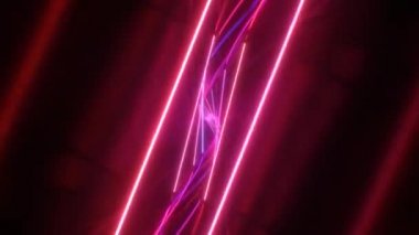 Flicker Neon Lazer Işını Flüoresan Parlak Işık Tüneli - 4K Kusursuz VJ Döngüsüz Arkaplan Animasyonu