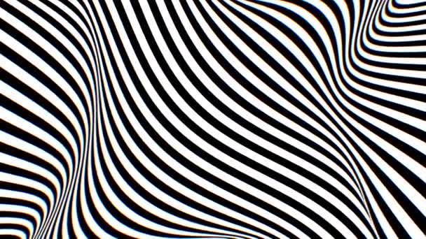 Černobílé optické iluze zkroucené pruhy abstraktní vzor umění - 4K bezešvé VJ smyčka pohybu pozadí animace — Stock video