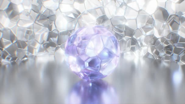 Κρύσταλλο Clear Glass Gem Σφαίρα Κοσμήματα Sparkle Λάμψη φουτουριστικό δωμάτιο - 4K Seamless VJ Loop Motion Background Animation — Αρχείο Βίντεο