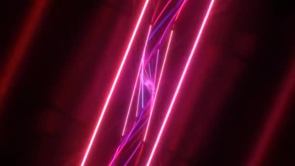 Flicker Neon Laser fascio futuristico fluorescente Glow Light Tunnel - 4K senza soluzione di continuità VJ Loop Animazione di sfondo — Video Stock